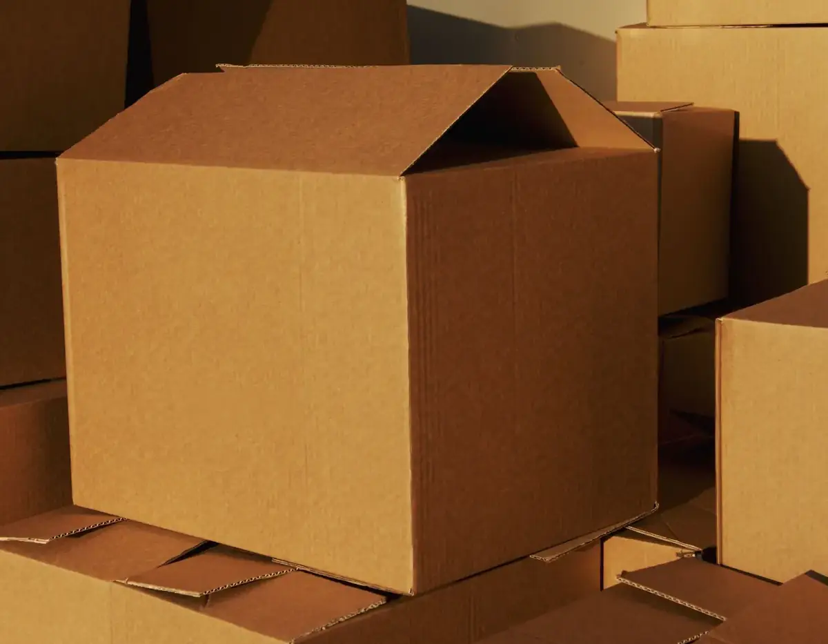 Carefully packed and labelled moving boxes