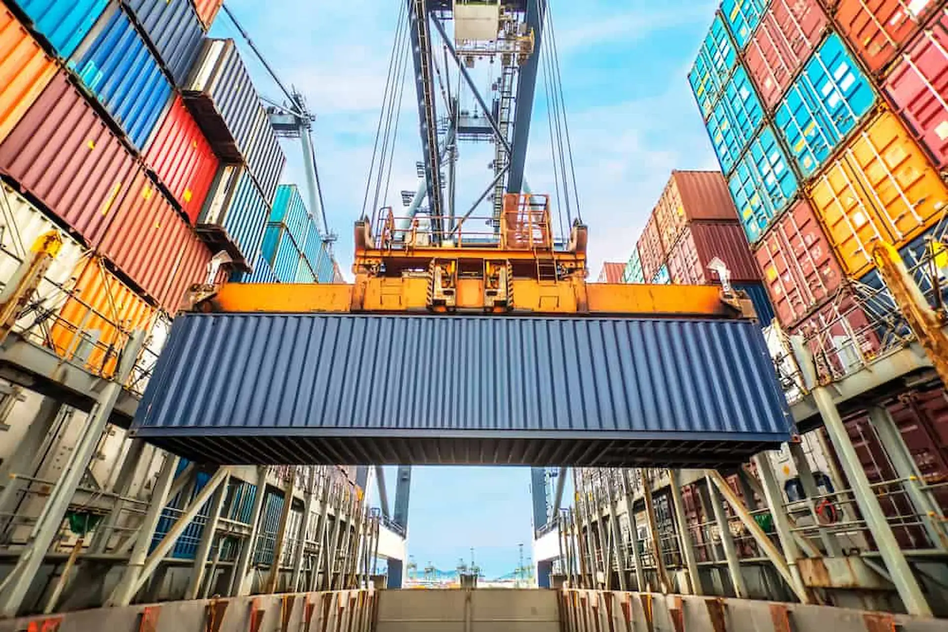 Shipping container being loaded for an international move