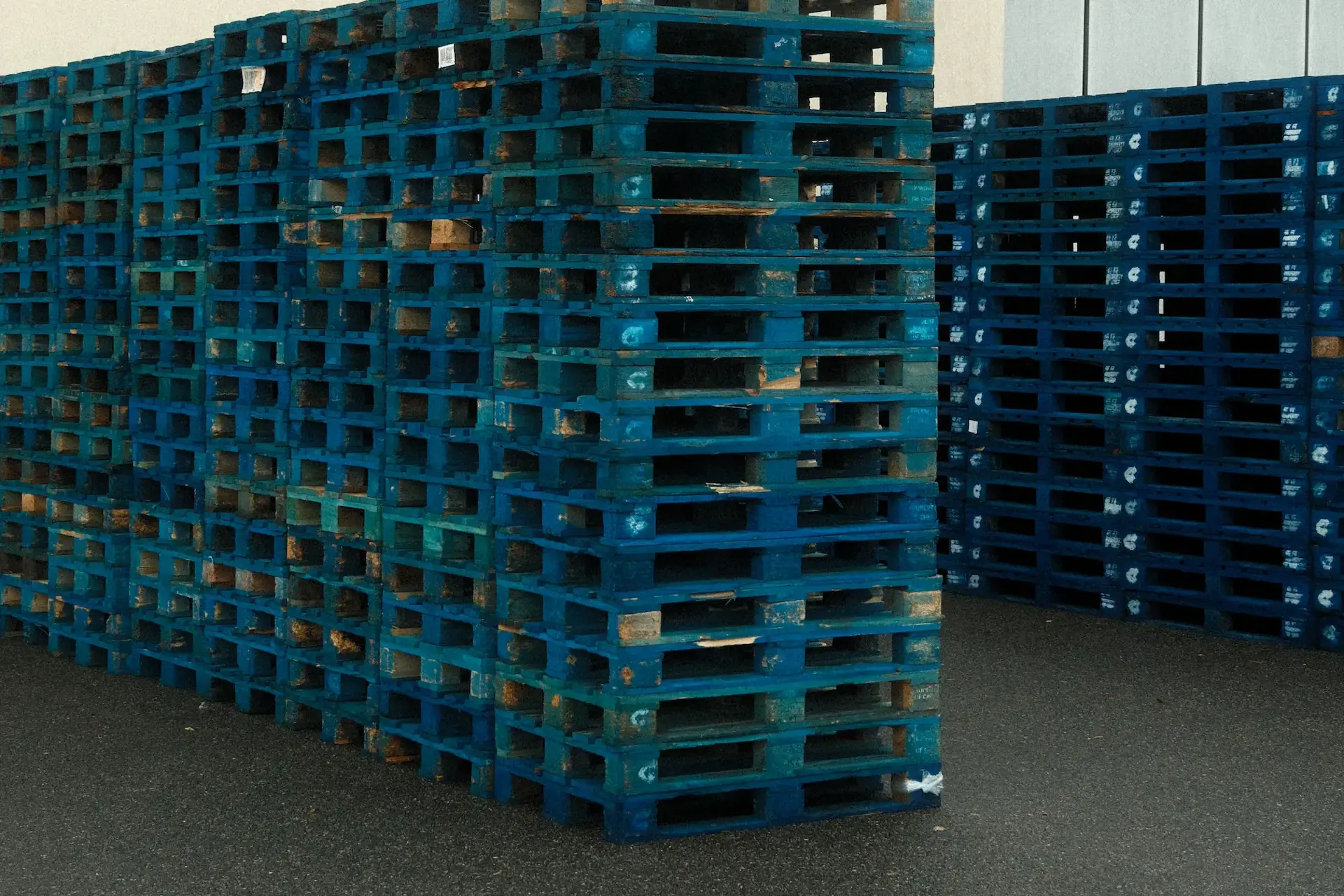 Goods stored on pallets in a secure warehouse